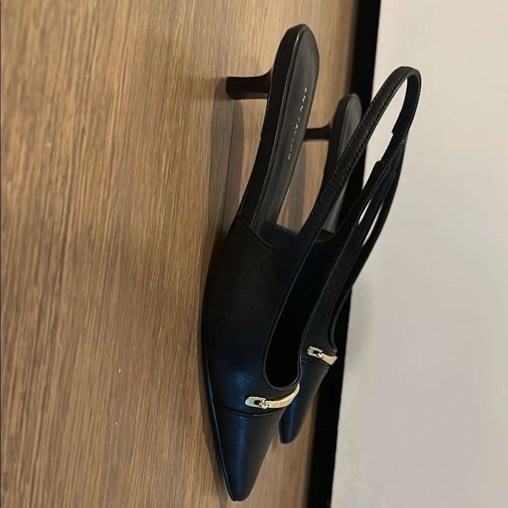 Zara Black Heels Slingback Shoes - Picture 2 of 5